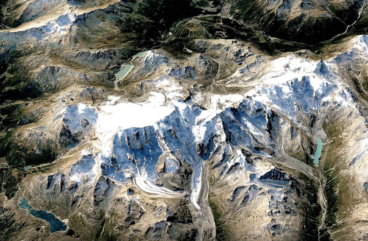 Le recul du glacier Morteratsch par Google .