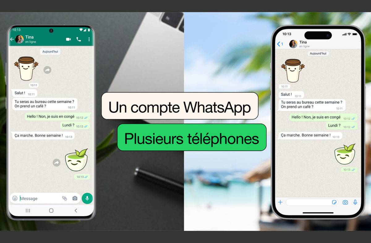 WhatsApp sur plusieurs smartphones.