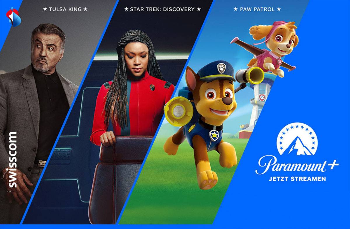 Swisscom avec Paramount. Image complétée avec Photoshop AI.