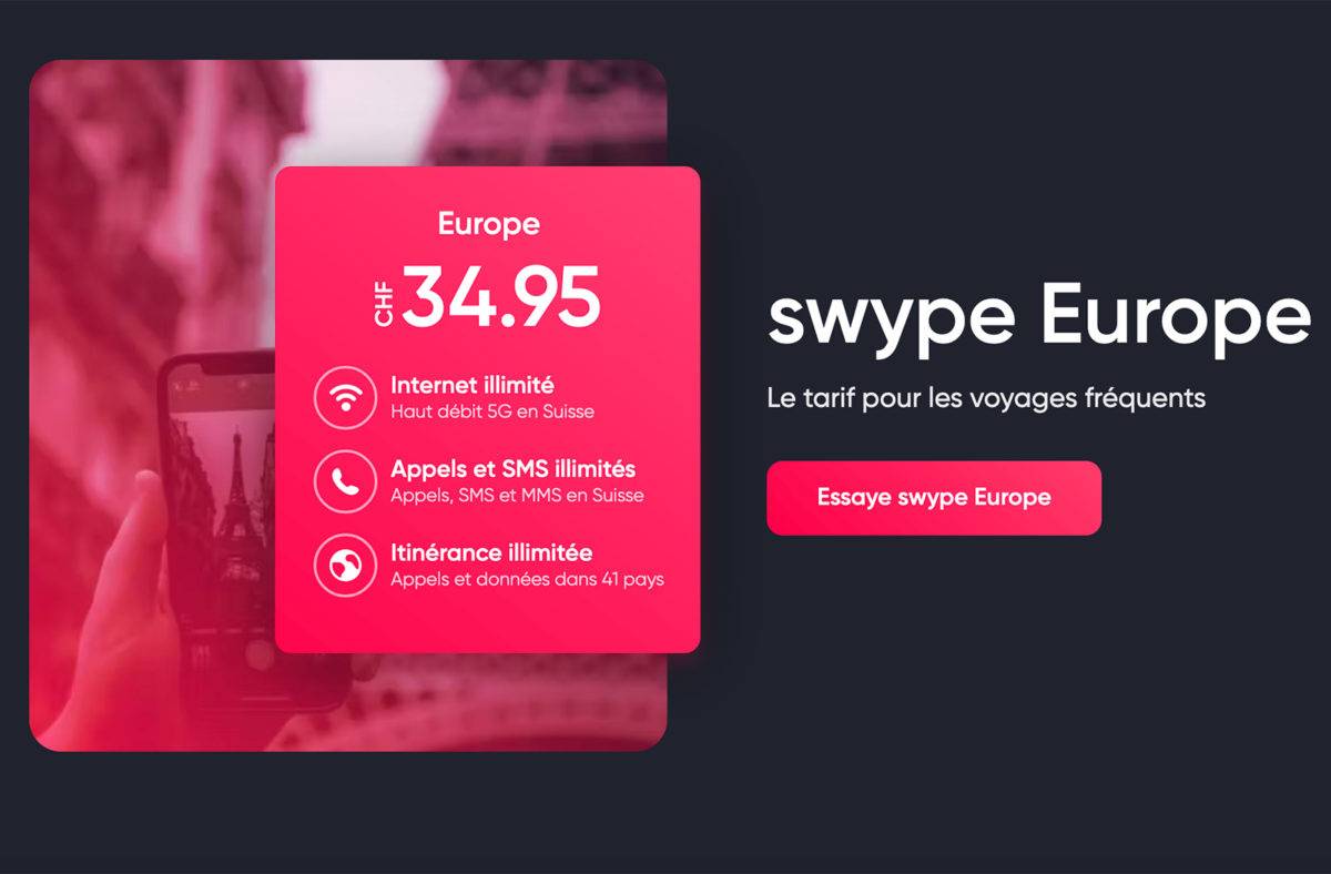 Swype Europe à 34,95 francs. Swype Europe à 34,95 francs.