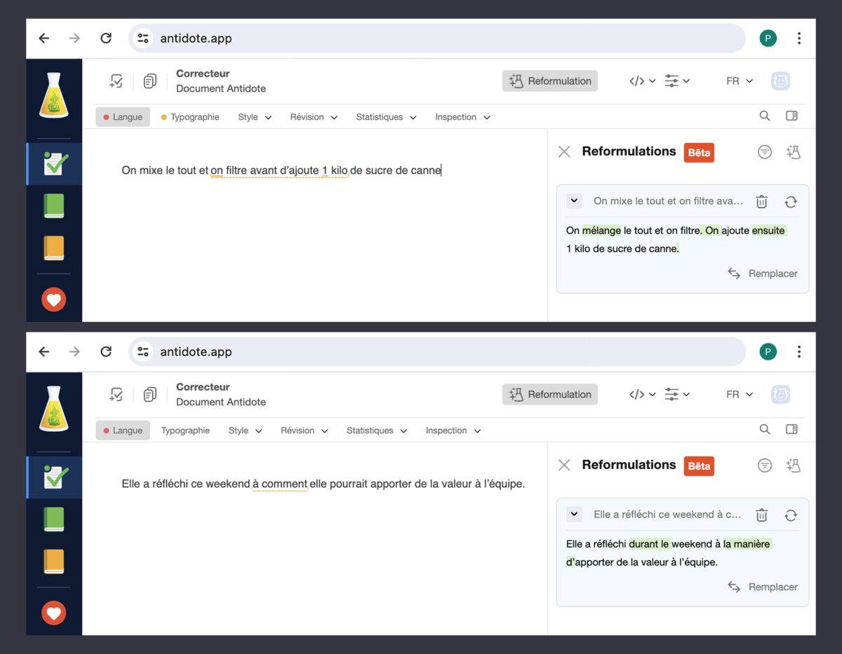 Antidote reformule vos textes!