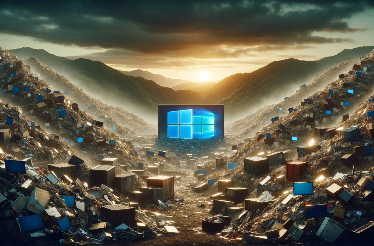 Fin de Windows 10: quel impact sur l'environnement? DALL-E3.