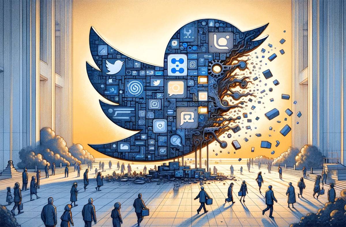 La chute de Twitter? Image DALL-E3.