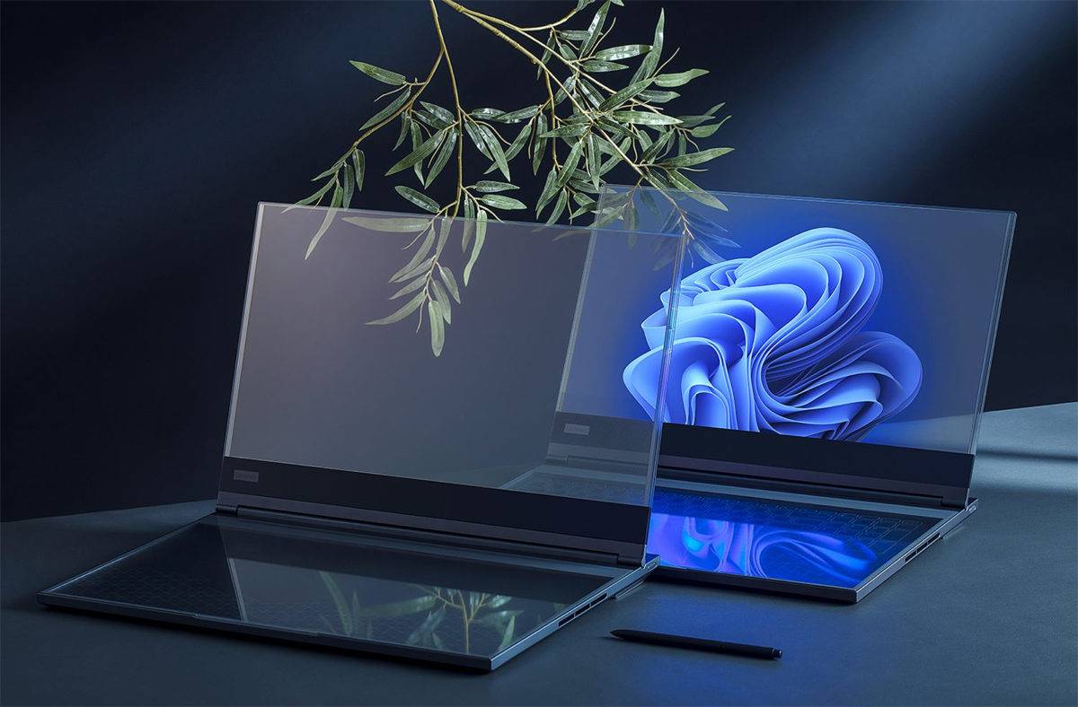 Le concept du nouveau Lenovo ThinkBook Transparent Display Laptop.