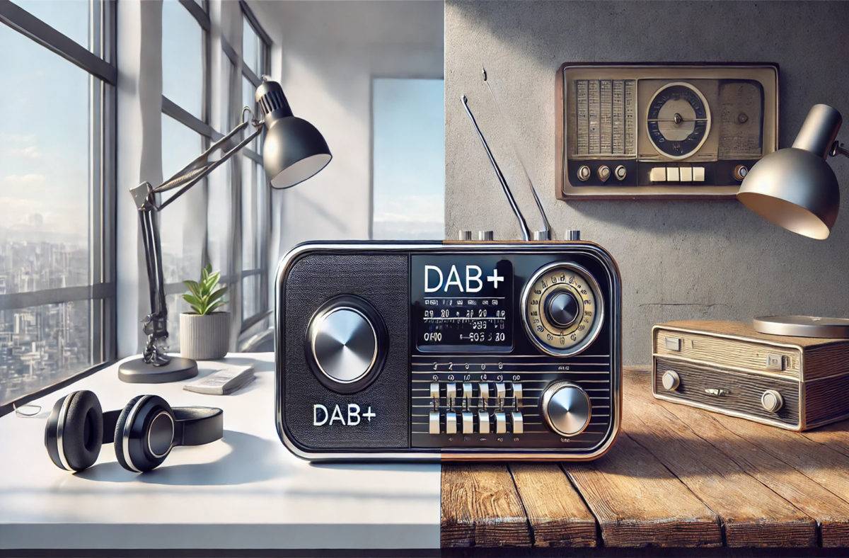 Radio DAB+ vs radio FM. DALL-E3. Radio DAB+ vs radio FM. DALL-E3.
