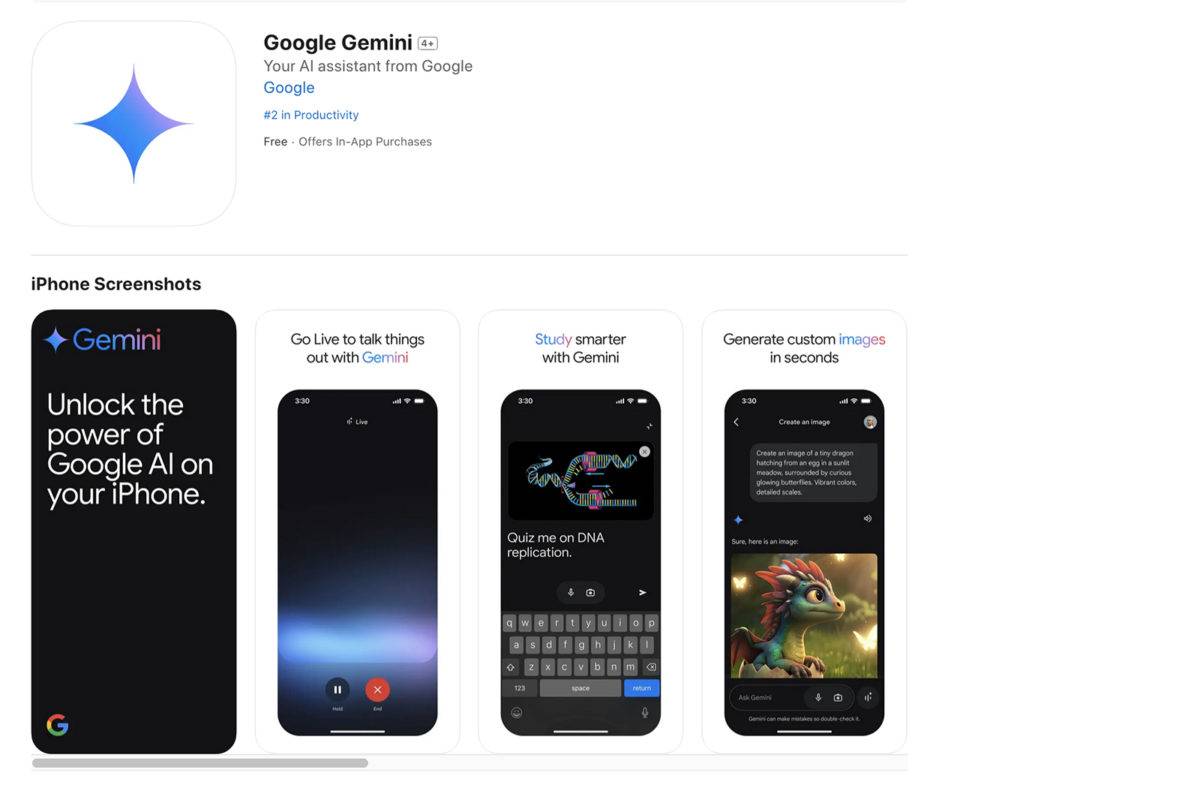 Gemini de Google débarque sur iOS d'Apple. Gemini de Google débarque sur iOS d'Apple.