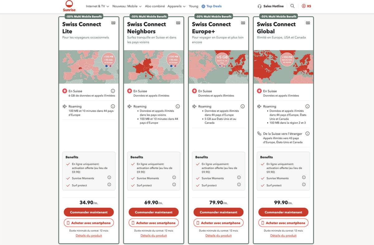 Voici Sunrise (UPC) «Swiss Connect».