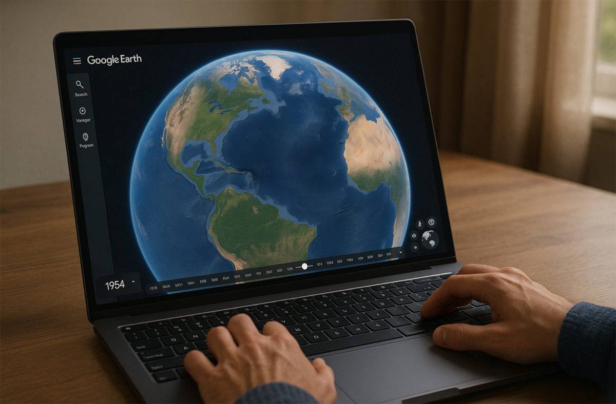 20 ans de Google Earth. Image: ChatGPT. 20 ans de Google Earth. Image: ChatGPT.