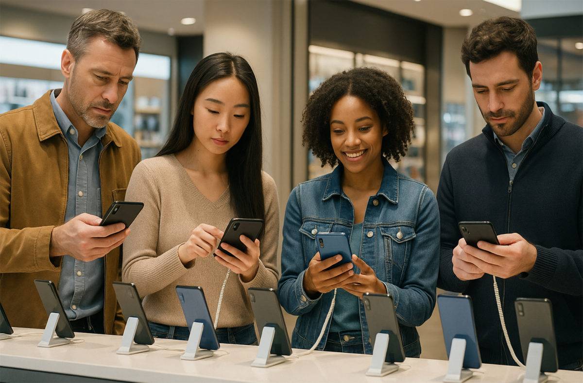Marché du smartphone. Illustration ChatGPT.