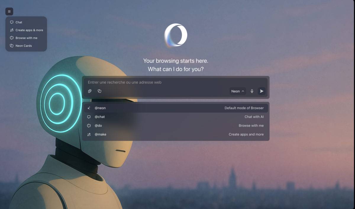 Premier test d'Opera Neon.