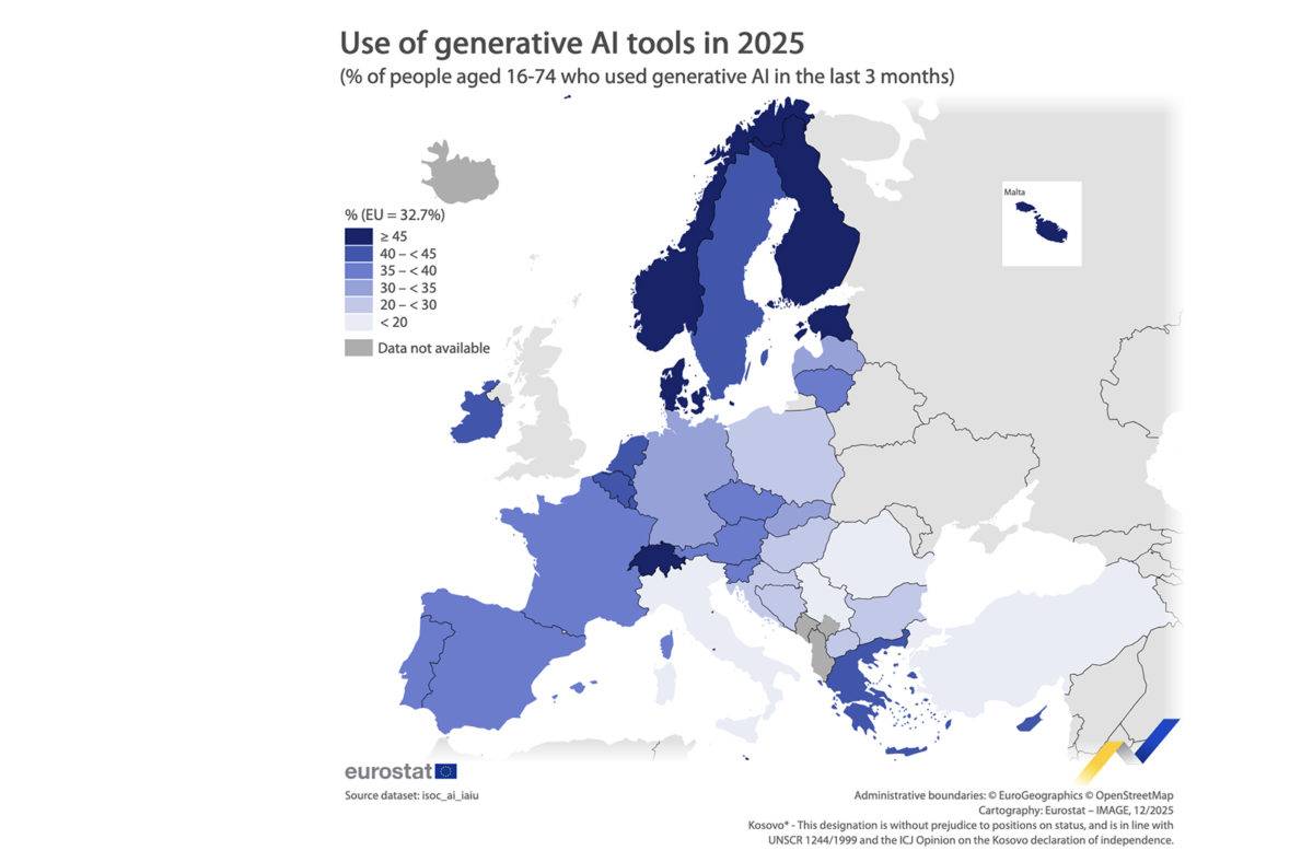 Utilisation de l'IA: la Suisse brille, selon Eurostat.