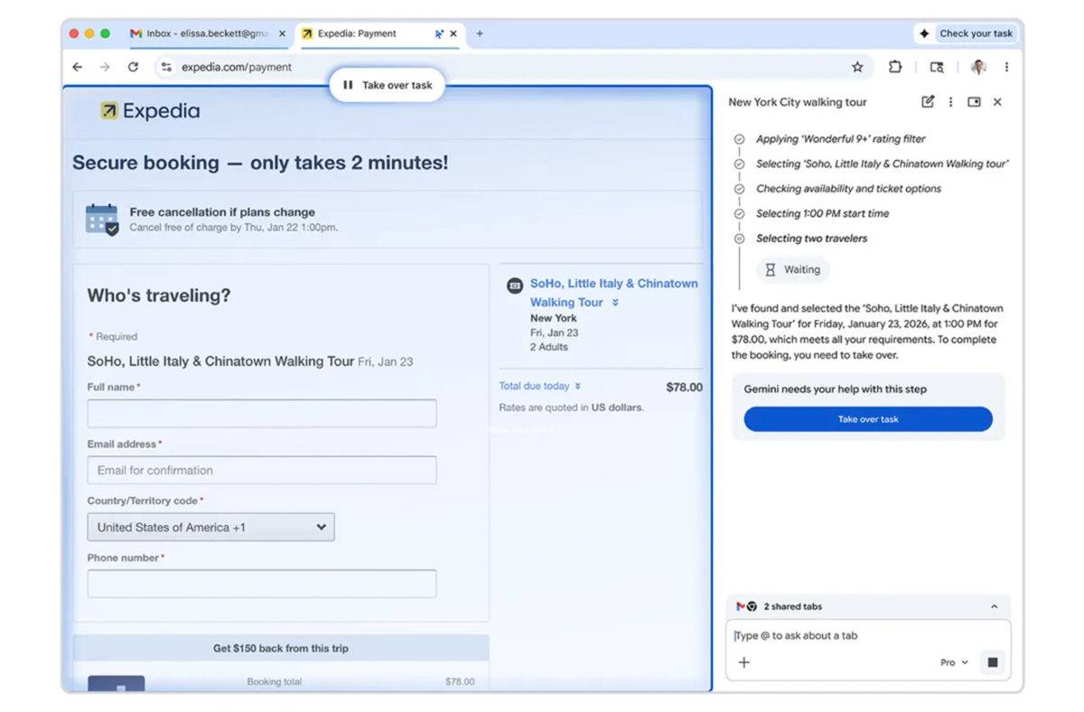 Gemini débarque dans Chrome: c'est Auto Browse!