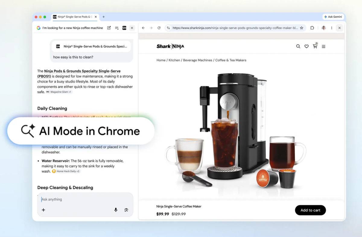 Le mode Ai débarque dans Chrome.