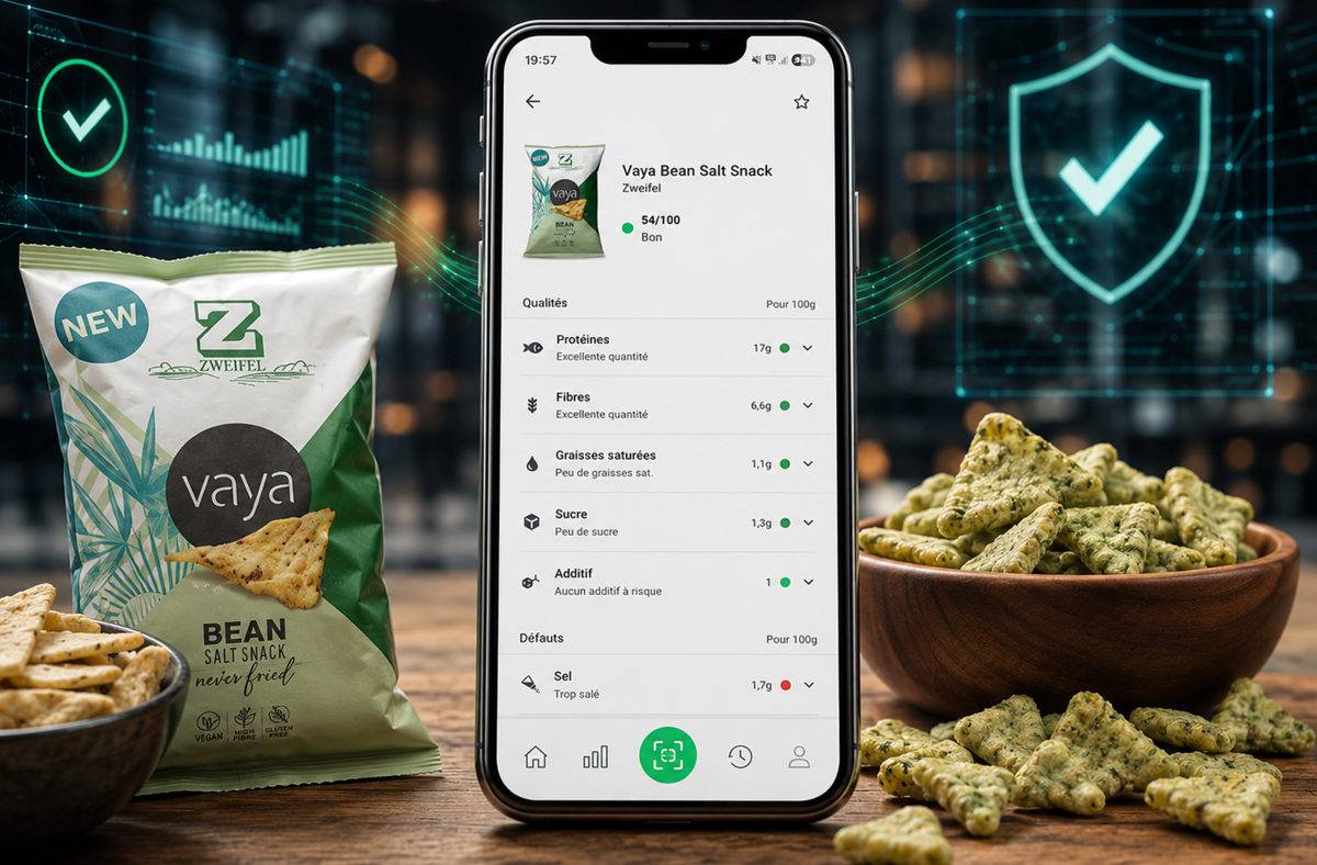 Zweifel Vaya Bean Salt Snack: un bon produit, selon Yuka.